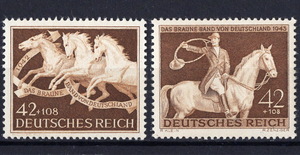 *1942-43 year - Germany no. 3. country - [ Brown * band horse racing prize ]1 kind .+[ horse racing Brown ribbon .]1 kind . unused (LH)*VG-565