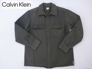 3万 CALVIN KLEIN(カルバンクライン) ★カーキ　綿　コットン　ジャケット　L　メンズ