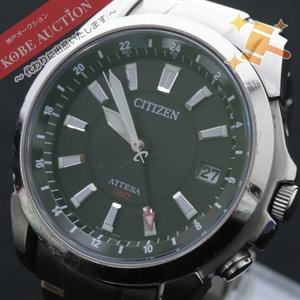 ■ CITIZEN シチズン 腕時計 ATTESA GMT H116-T016618 ソーラー電池 重量約84g メンズ シルバー 文字盤 ブラック 動作品 中古