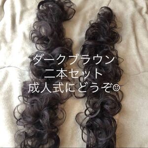 ★二本セット★付け毛 つけ毛 ロープウィッグ ダークブラウン 七五三 成人式