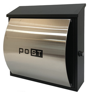 郵便ポスト郵便受けおしゃれ北欧大型メールボックス 壁掛け鍵付シルバーステンレス色ポストpm361