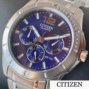 新品★大特価★CITIZEN/シチズン/クオーツ/クロノグラフ/防水/メンズ腕時計/ブルー/シルバー/ステンレス/高級ブランド