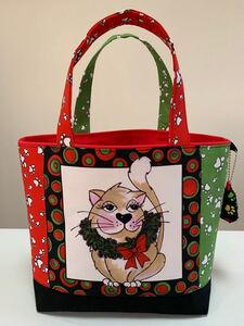 ロラライハリス Kitty Xmas ねこちゃんトートバッグ プクプクチャーム付
