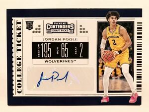 SSP RC Auto 19 Panini Contenders Jordan Poole ジョーダン・プール 直筆 ルーキー サイン NBA Warriors ウォリアーズ バスケ 大活躍