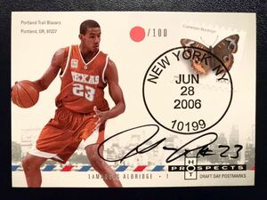 Super Rare/100 直書 Stamp RC Auto 06-07 Fleer LaMarcus Aldridge ラマーカス・オルドリッジ ルーキー サイン NBA Panini Nets ネッツ