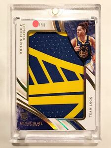 最高級版/50 RC Team Logo 19-20 Panini Immaculate Jordan Poole ジョーダン・プール NBA 実使用 ユニフォーム ルーキー パッチ Warriors