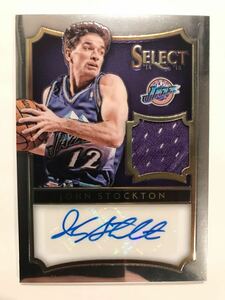 初期激レア/35 Auto Jersey 14-15 Panini Select John Stockton ジョン・ストックトン NBA サイン ユニフォーム Utah Jazz ユタ ジャズ HOF