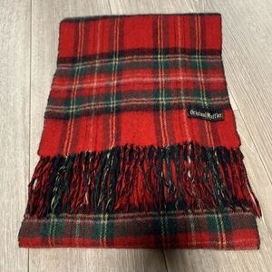 ★Original Muffler★毛100%★チェックマフラー★検索=BURBERRY★ノバチェック★バーバリーマフラー★カシミヤ100%★Burberrys★赤★中古