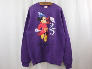 90'S USA製 DISNEY DESIGNS オールドミッキーマウス プリントスウェット(S)パープル