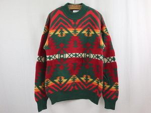 UNITED COLORS OF BENETTON#neitib pattern wool knitted green /M Benetton Italy made 