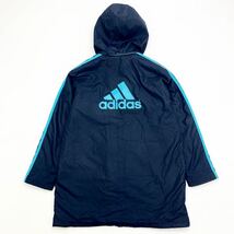 アディダス adidas ベンチコート ナイロンジャケット グランドコート 160cm 子供用 キッズ ネイビー 背ロゴ スポーツウェア■D134_画像3