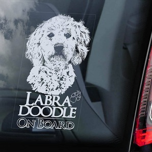 ◆ラブラドゥードル(プードルXラブラドール・レトリーバー)外張り カーステッカー 175×100mm@外貼り カー ステッカー シール 犬 D1 3145