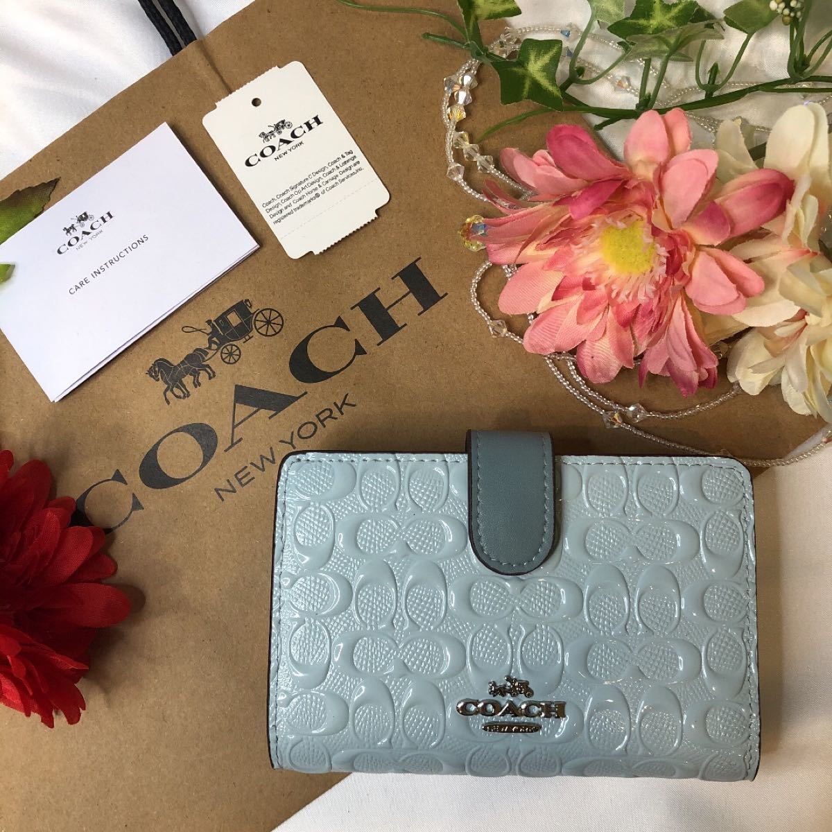 入園入学祝い 新品 未使用 COACH コーチ長財布ブラック黒シグネチャー