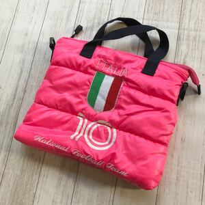 イタリア　ナショナルフットボールチーム　トートバッグ　キルティングバッグ　ピンク