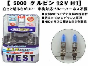 5000ケルビン/12V Ｈ1スーパーホワイトバルブ WEST H1