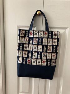 酒屋前掛け柄 トートバッグ ネイビー