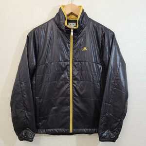 ☆adidas/アディダス/レディース/Mサイズ/中綿入り/ジップアップ/ジャケット/ブラック/ゴルフ/イエロー/スポーツ/防寒