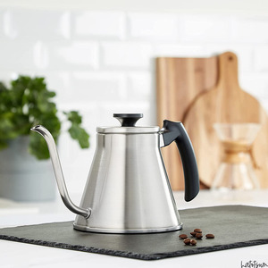 日本製ドリップケトル コーヒーケトル ステンレス 蓋付き ガス・IH対応 シンプル 800ml シルバー 注ぎやすい口形状・ハンドル形状