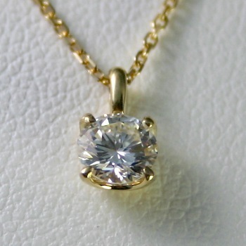 ダイヤモンド ネックレス K18 一粒 0.5ct 鑑定書付 0.595ct Eカラー ...