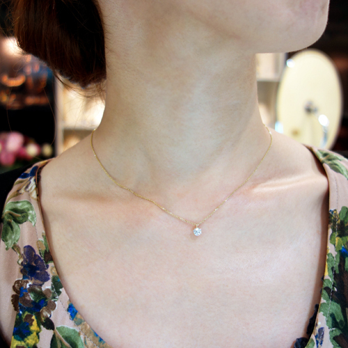 ダイヤモンド ネックレス K18 一粒 0.2ct 鑑定書付 0.20ctup Dカラー ...