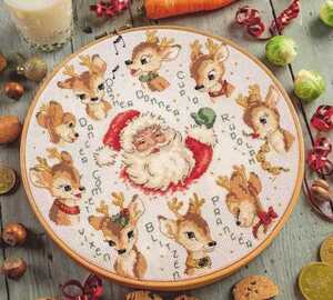 クロスステッチキット サンタクロースと9匹のトナカイ クリスマス 18CT 刺繍
