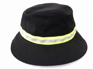 STUSSY Reflective Tape Bucket Hat バケットハット リフレクター ストリート ブラック ステューシー 中古 O6095779