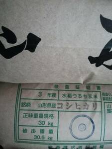 令和３年山形県産 コシヒカリ 玄米 ３０ｋｇ 精米無料！