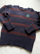 ☆★ 90s RALPH LAUREN LOGO DESIGN BORDER KNIT OLD VINTAGE ラルフローレン ロゴ刺繍 ボーダーニット ナイガイ期 オールド ビンテージ ★_画像6