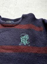 ☆★ 90s RALPH LAUREN LOGO DESIGN BORDER KNIT OLD VINTAGE ラルフローレン ロゴ刺繍 ボーダーニット ナイガイ期 オールド ビンテージ ★_画像7