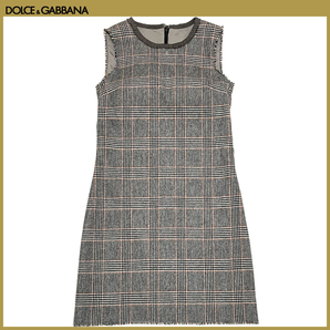 新品ドルチェ&ガッバーナ DOLCE&GABBANAグレンチェックワンピース茶36★