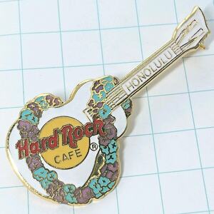 送料無料)Hard Rock Cafe 白いギター 花飾り ハードロックカフェ ピンバッジ PINS ブローチ ピンズ A04923