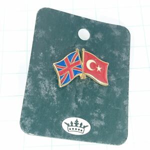 送料無料)アメリカ＆トルコ 親善 国旗 アメリカ輸入 アンティーク ピンバッジ PINS ピンズ A05445