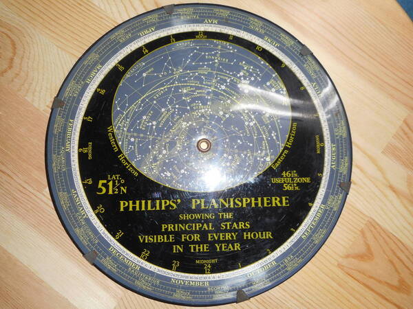 即決 1959年『フイリップス星座早見盤』アンティーク、天球図、天文、星座早見盤、星図、星座図絵Star map, Planisphere, Celestial atlas