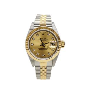 ロレックス ROLEX 79173G デイトジャスト P番 10Pダイヤモンド コンビ レディース 腕時計 シャンパン 自動巻き 新品仕上げ済 中古
