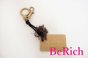  Louis Vuitton LOUIS VUITTON Logo plate key holder charm key ring mat Gold Brown tea small articles [ used ]bh1641