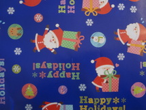新品。かわいいクリスマス柄のラッピングペーパー、５枚セット、包装紙、青サンタ_画像2