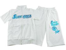 メンズセットアップ 半袖 Surfer ハーフパンツ上下セット ワンマイルウェア 寝間着 エクササイズ Sサイズ ホワイト_画像1