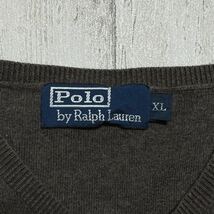 【アースカラー】ポロバイラルフローレン Polo by Ralph Lauren コットンセーター XLサイズ ダークブラウン 刺繍ロゴ 21-235_画像7