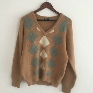 [DAKS] DAX/DIT Sweater/Camel Brown/Men's/L/Argile Pattern