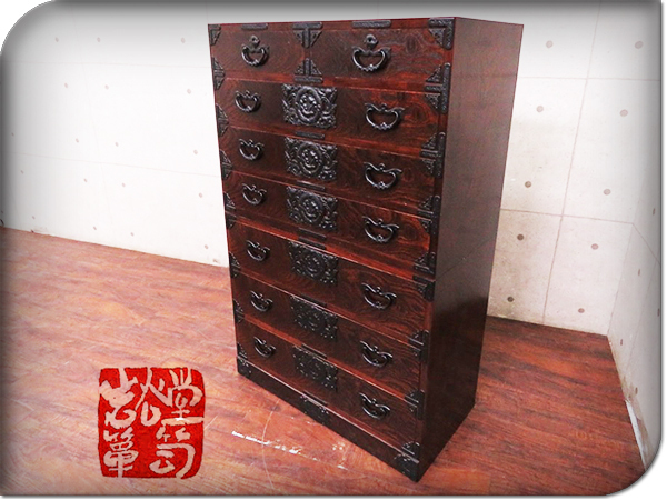 中古】 欅 無垢 観音開き 小引き出し 小箪笥 棚/ラック - education