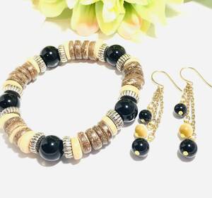  natural stone Power Stone onyx design. earrings . bracele set 