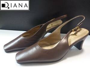 1.5万　美品　DIANA　ダイアナ　茶　本革レザー　ブラウン　パンプス　サンダル　21.0