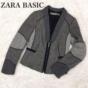 ZARA BASIC ザラベーシック テーラードジャケット 羊毛混ツイード 総裏 レディース サイズM グレー