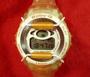 GS5F4) ◎完動腕時計 送料無料(定形外)★CASIO カシオ BABY-G 系★BGM- -100２か国のダブル時間設定可能★BISコラボ裏ぶた愛らしいロケット