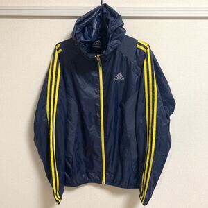 【美品】adidas ウインドブレーカー パーカー アディダス ネイビー トレーニングウェア ランニングウェア スポーツウェア