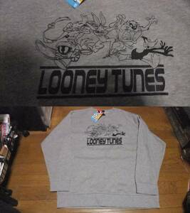 新品 ワーナーブラザーズ looney tunes うさぎ キャラ勢ぞろい スウェット トレーナー LL 灰 ルーニー テューンズ Warner Bros