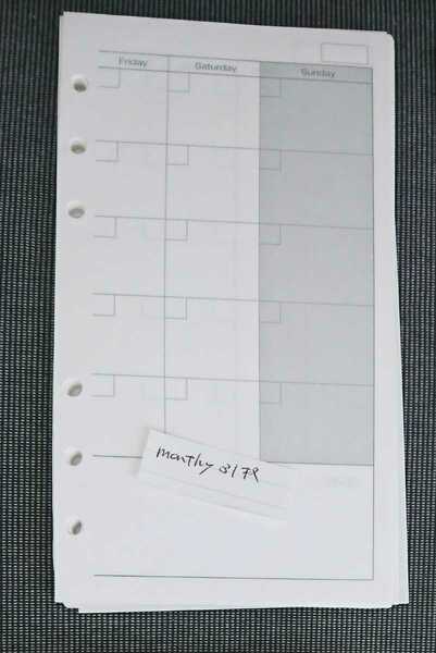 月間計画　MONTHLY PLAN　6穴式　手帳リフィル 