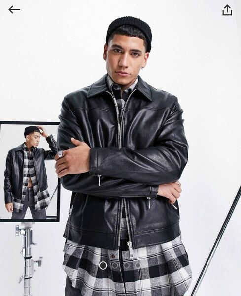 asos faux leather harrington jacket