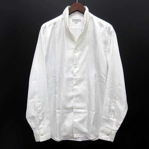 ティノラス MENS TENORAS シャドー ダマスク ダブル オープンカラー サテン シャツ 長袖 ホワイト 白 L メンズ