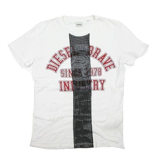 ディーゼル DIESEL メッシュパネル Tシャツ カットソー プリント 半袖 白 ホワイト サイズS A62226170 メンズ